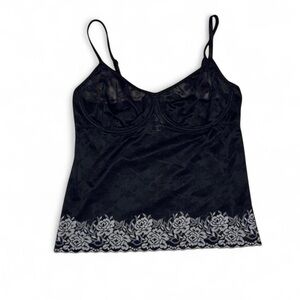 Vintage Lingerie Elegant Black Lace Trim Camisole